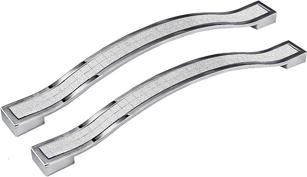 Euro Modern Grind Arenaceous Rhinestone Crystal Cabinet Handle, 7.8 Length (6.3 Hole Centers), Silver, Zinc Alloy, 5-Pack
