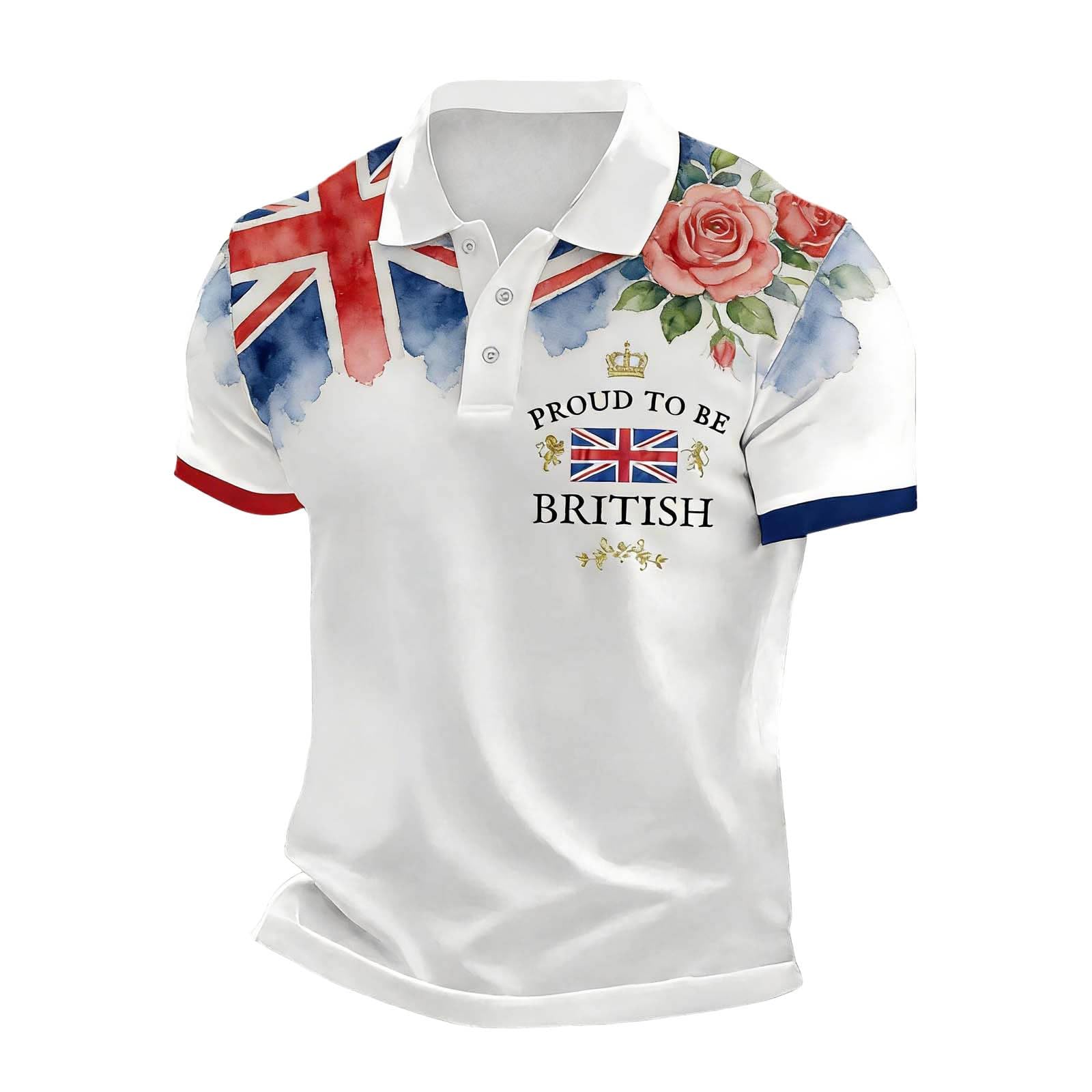 Men's Union Jack Polo Shirts 2026 England National Day Golf Shirt Great British Bunting Flags Golf Tops Casual Short Sleeve Poloshirts Festival Tee Top — image 1