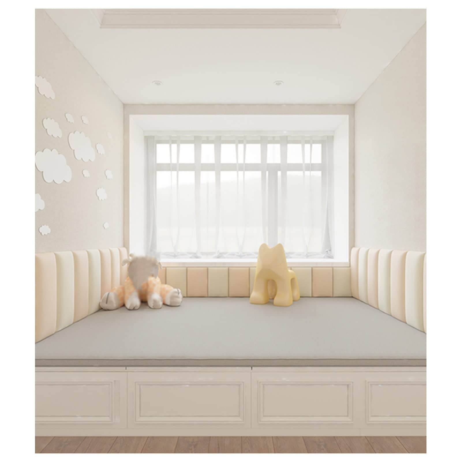 Tête de lit autocollante, Panneau Mural Anti-Collision rembourré de 3,5 cm d'épaisseur, Rembourrage Mural insonorisant pour lit Queen Size, Assemblage Facile