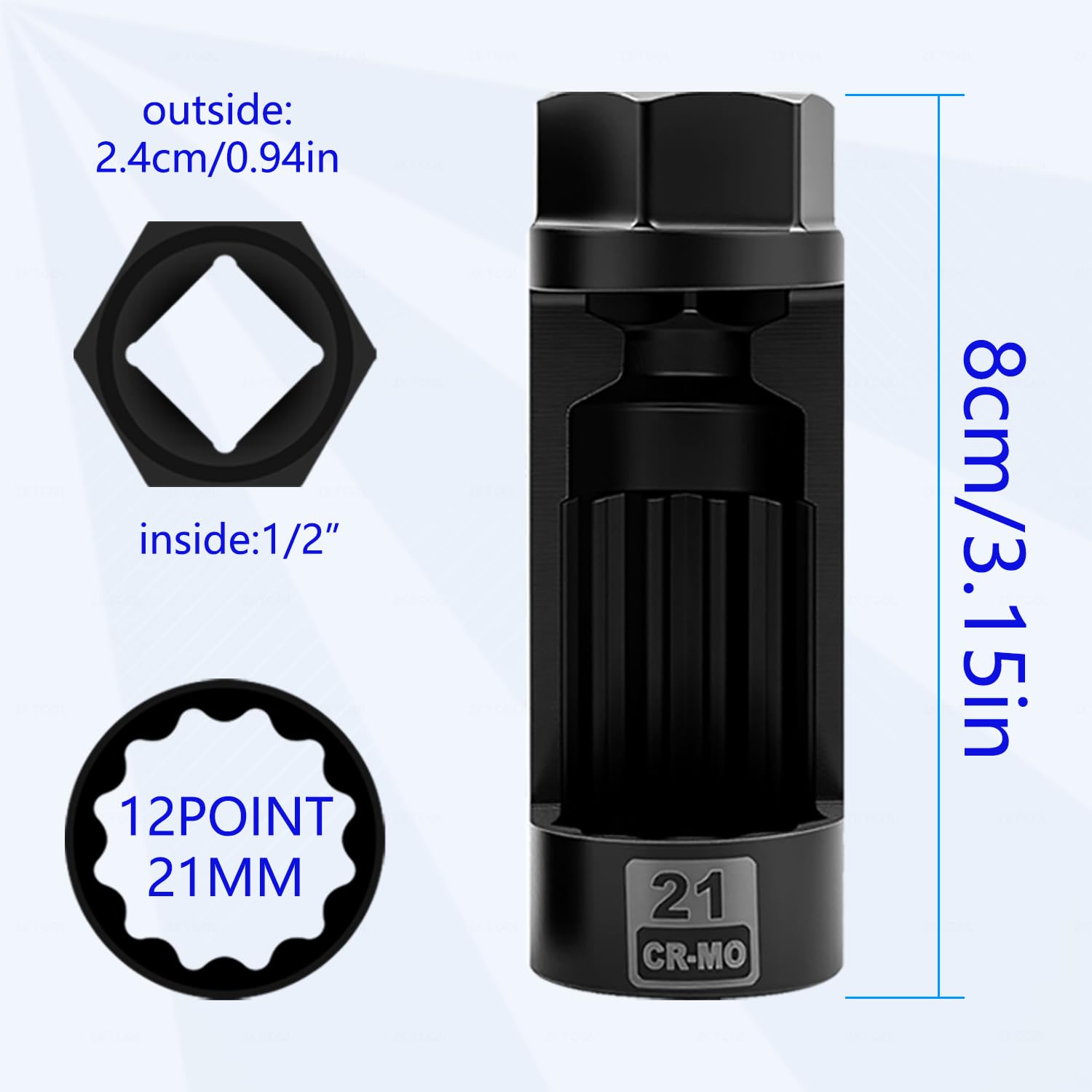 ZKTOOL 21MM Bussole per Dadi Puntone, Set di Bussole per Dadi Ammortizzatore, Strumento di Rimozione Dado Ammortizzatore