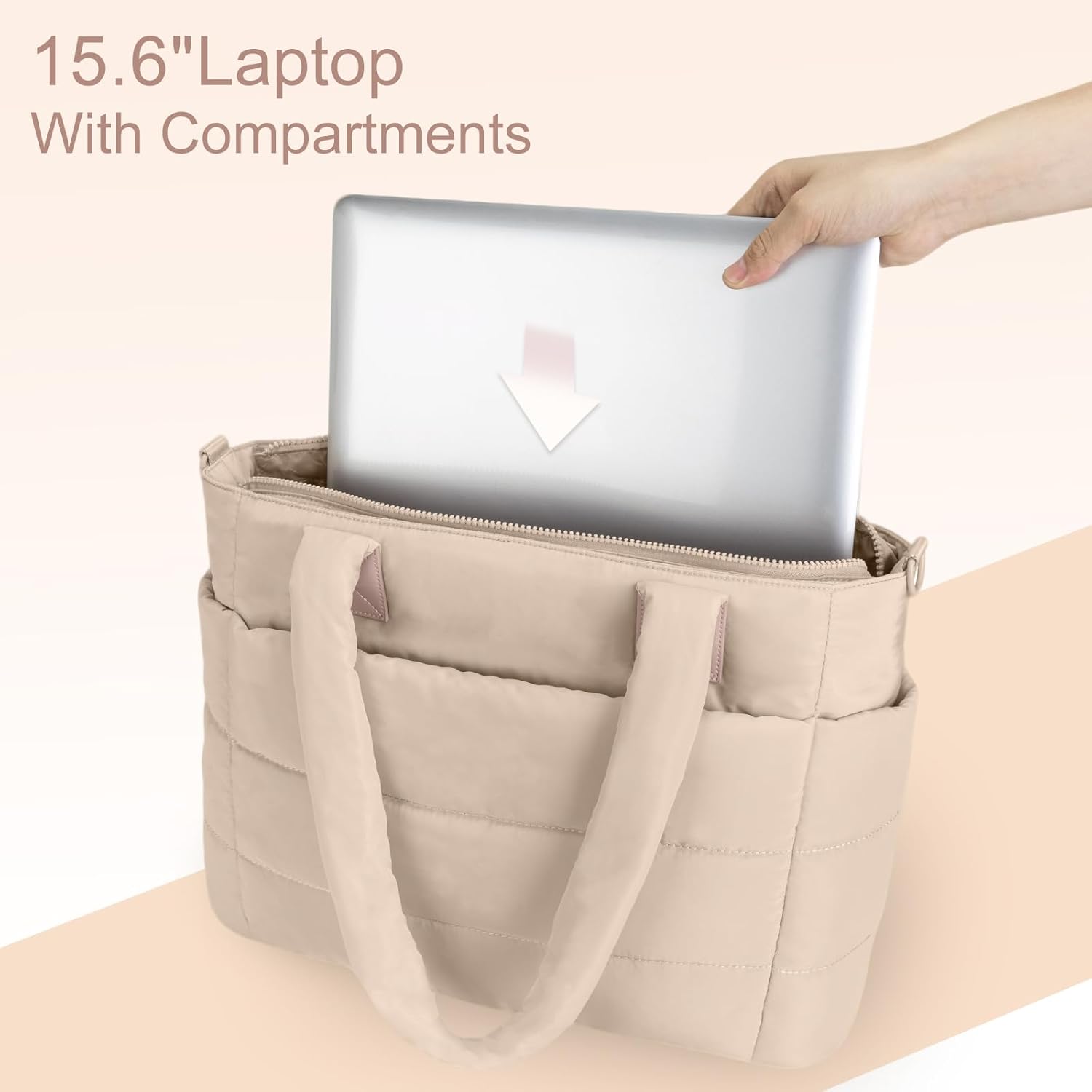 Tote Bag for Women Puffer Tote Bag Large Nurse Bags Shoulder Handbag with Zipper for Work Travel - Image 8