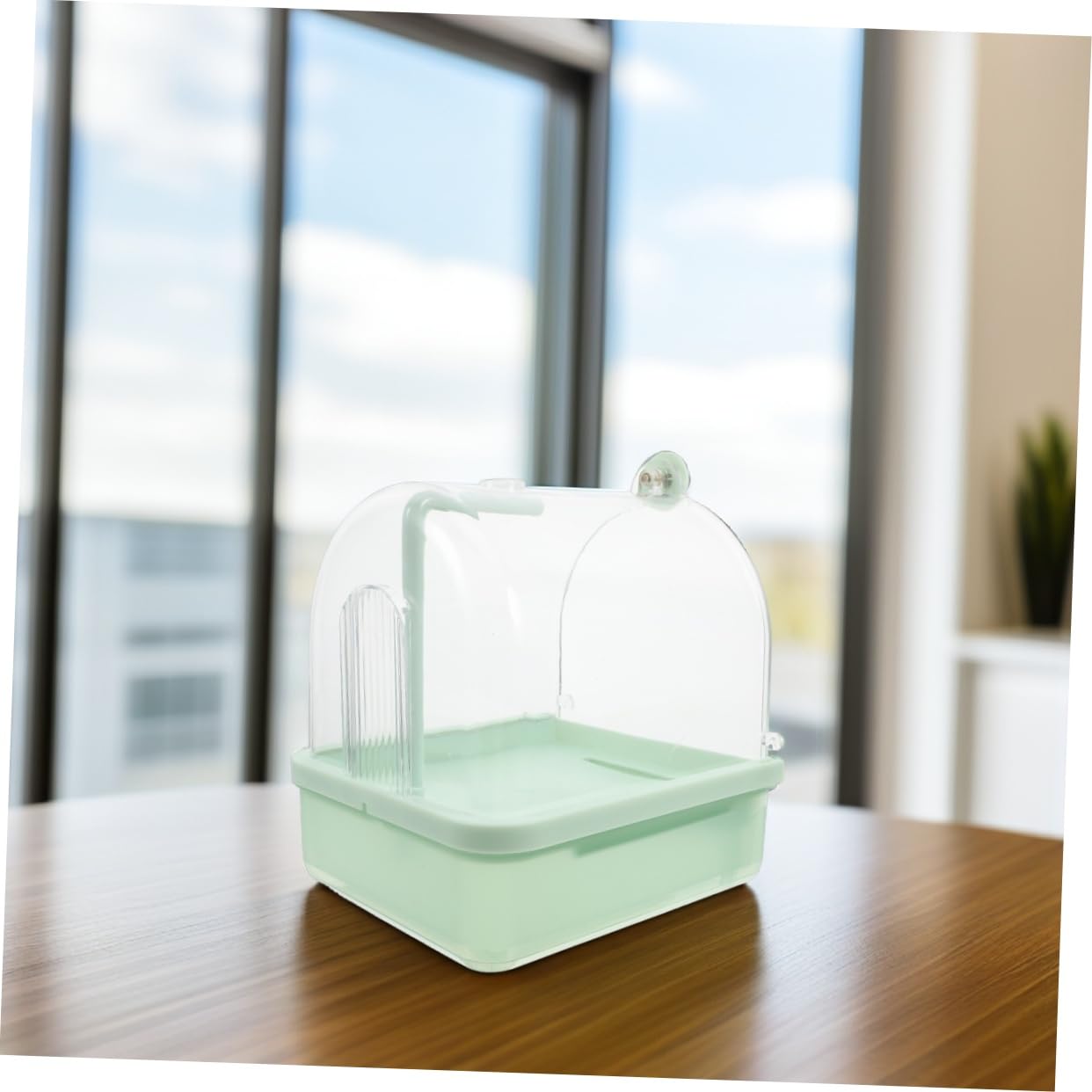 Baño para Pájaros para Jaula con Grifo Giratorio 180° y Diseño Exterior, Bañera Automática de Abs para Cuidado Interior de Conures