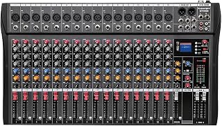 16 Channel Professional Audio Mixer Console Sound Board with 48V Phantom Power,USB Audio Interface for Live Show,Streaming Recording Music Stage Karaoke