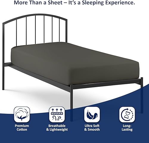 Miniatura 3 de Cottingon Sábana bajera ajustable para cuna 1 unidad, 33x75 pulgadas, gris oscuro, 100% microfibra, bolsillo profundo, suave y lujosa, fácil cuidado