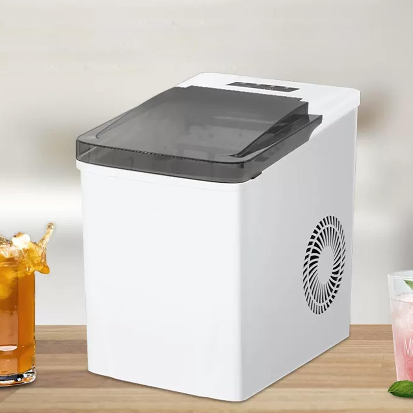 Máquina para fabricar hielo sobre encimera Máquina de hacer hielo eléctrica, máquina automática for Fabricar cubitos de hielo redondos, tienda de té de la leche, máquina de bloques de hielo for Bar de