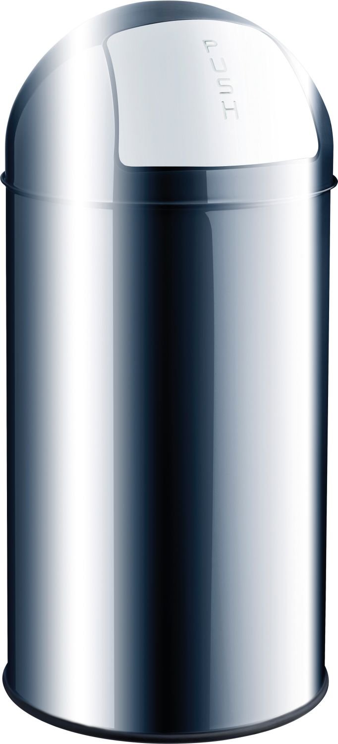 helit H2401700 - Push-Abfallbehälter „the dome“ 30 L, Edelstahl | Mülleimer mit Push-Einwurfklappe, verzinktem Metall-Innenbehälter und Gummibodenring
