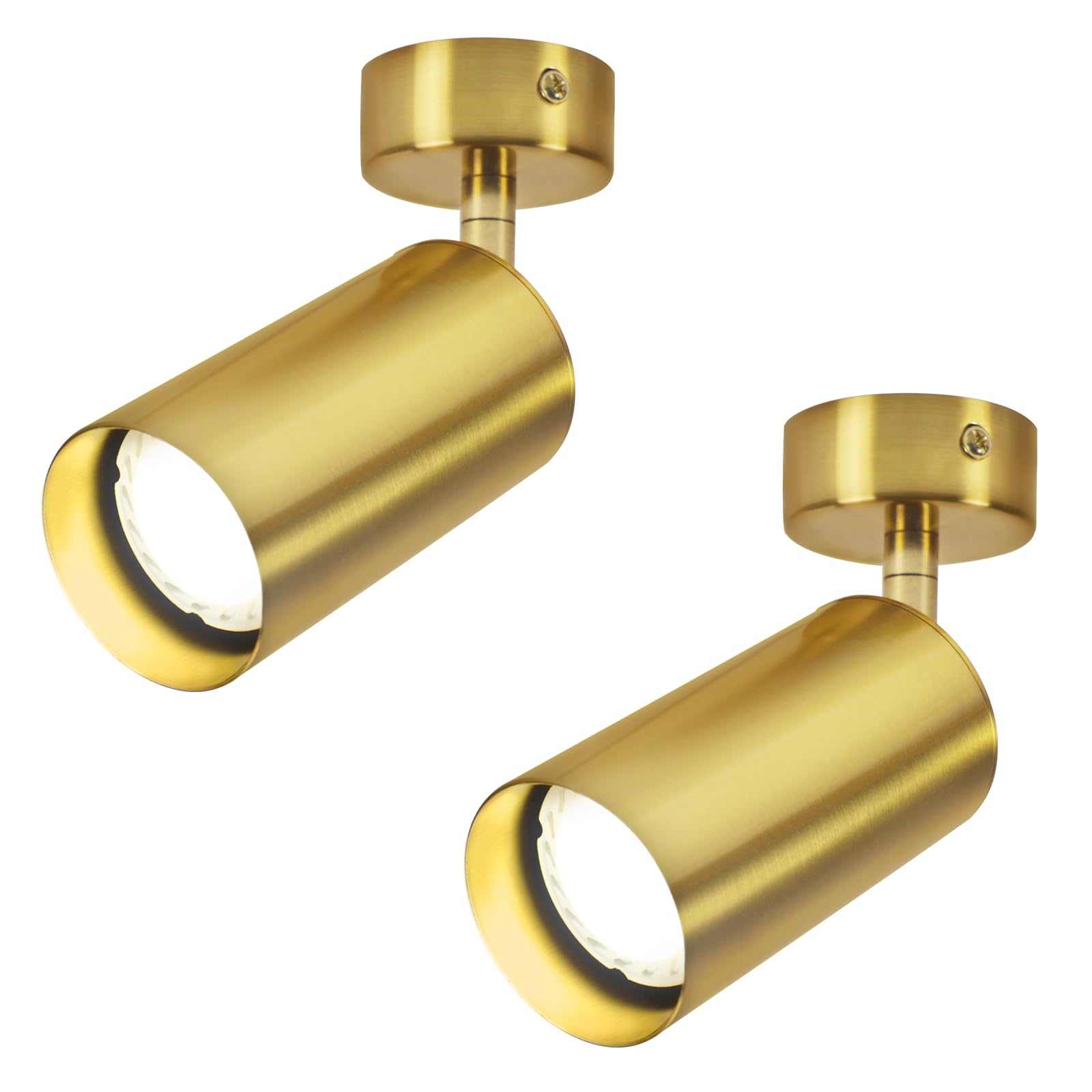 ZMH 2x Faretto LED in ottone con rotazione a 360° lampada da soffitto, | utilizzabile come lampada da lettura e da parete, attacco GU10 (lampadina non inclusa)