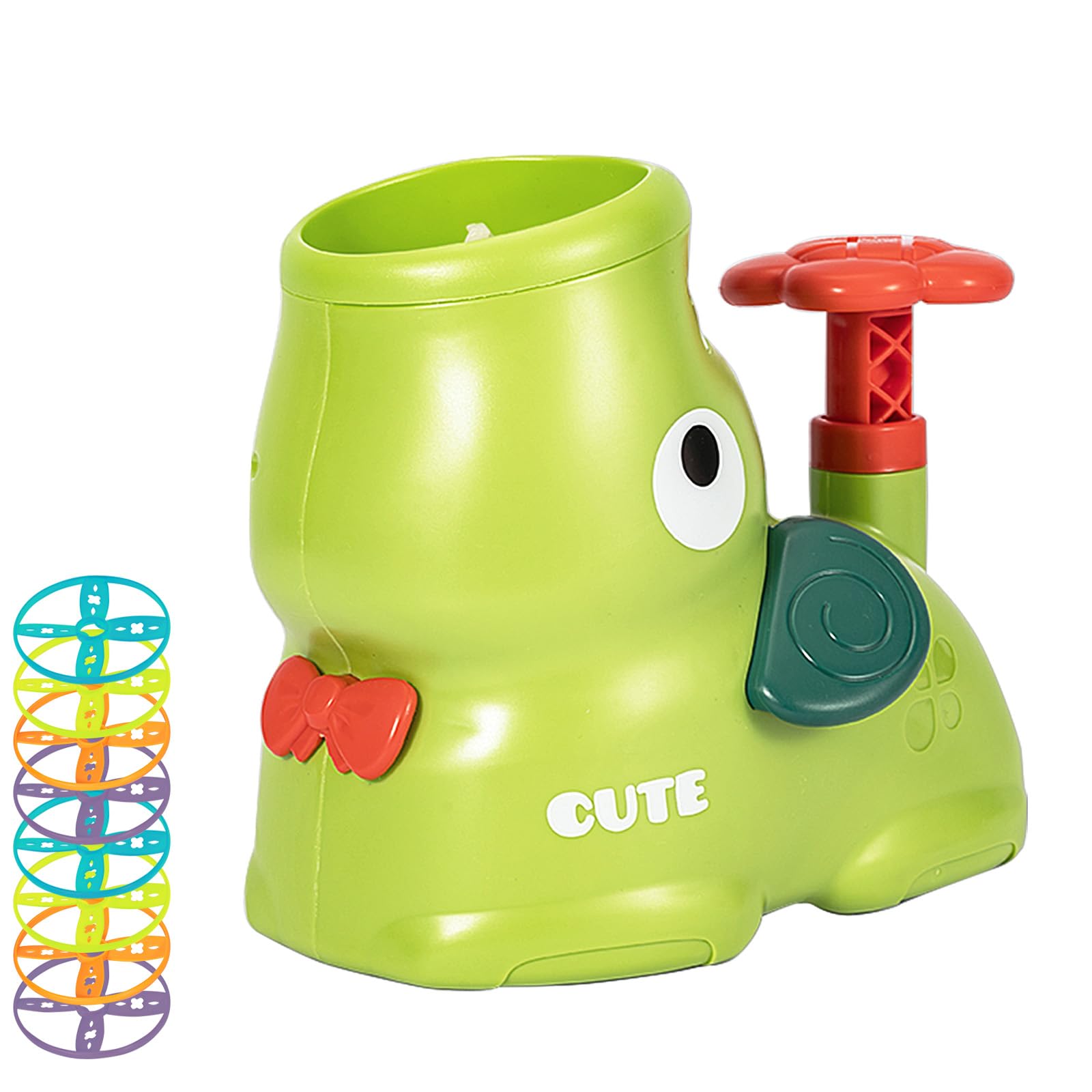 CROWNSHOP Flying Disc Launcher Outdoor Toy for Kids (Green)