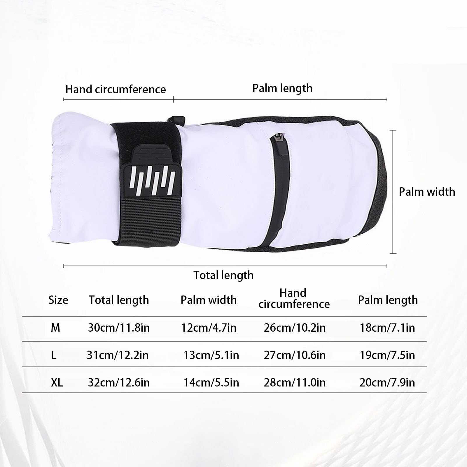 FILFEEL Manoplas de esquí para Hombres y Mujeres – Térmicos de Snowboard Resistentes Al Viento y a la Nieve con Interiores de 5 Dedos, Palma de EVA Muñequeras – /Blanco