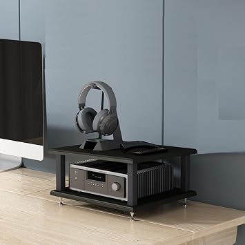 4-Tier Heavy Duty Audio Rack Tall HiFi Stand with Open Shelves AV Equipment Stand for Amplifier Turntable DAC & More - Sturdy & Stylish Black