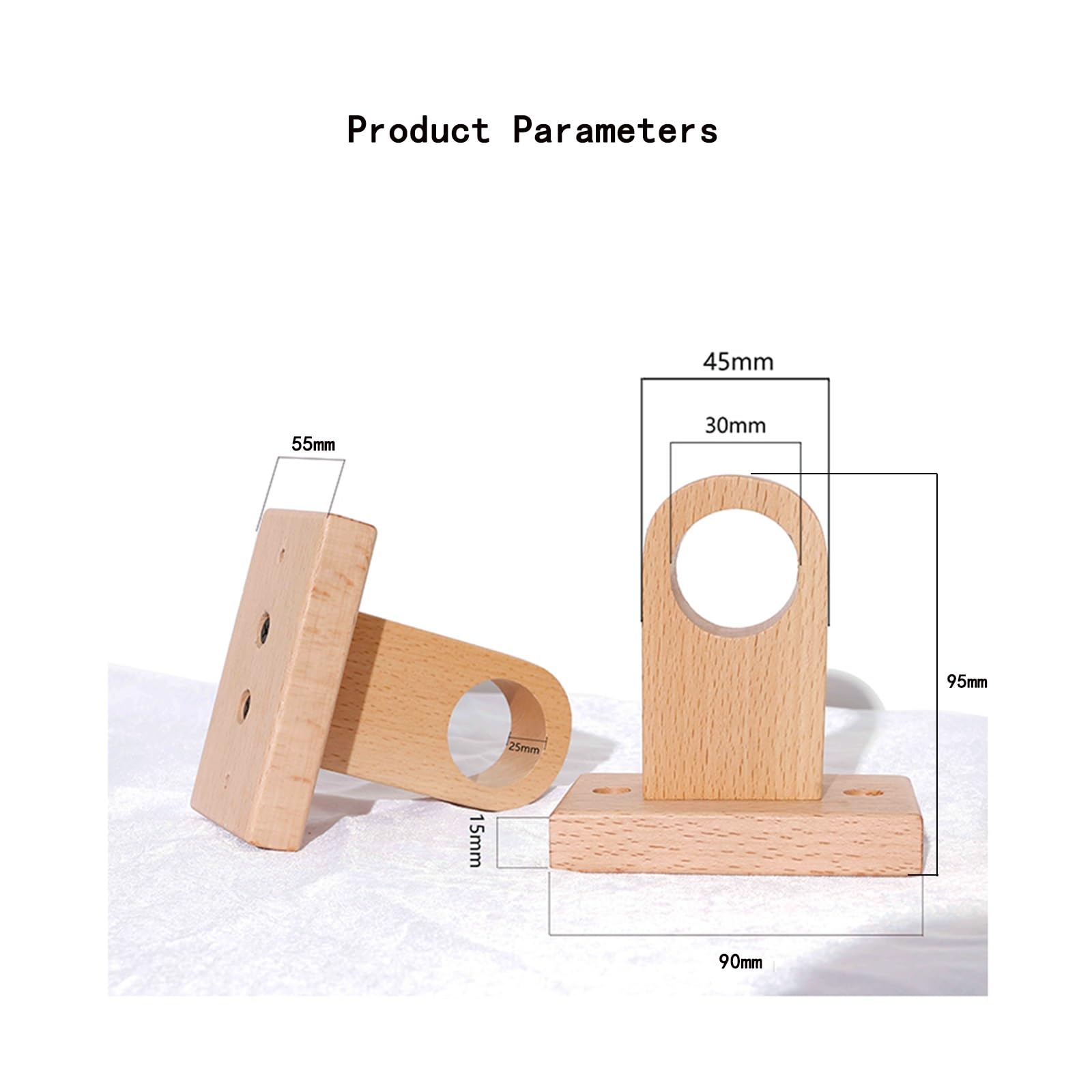 Tringle à rideaux en bois de 120 cm montée sur le côté avec 2 supports et vis de 29 mm de diamètre, idéale pour portes et fenêtres, solution élégante de décoration d'intérieur