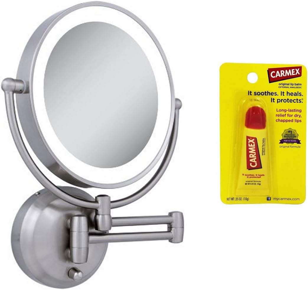 Zadro LEDW410 LED Lighted Wall Mounted Mirror and Cuccio Pomegranate & Fig Body Butter Wash