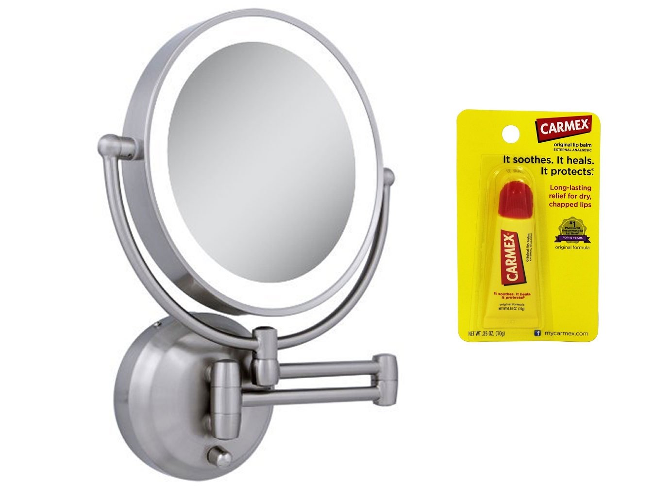 Zadro LEDW410 LED Lighted Wall Mounted Mirror and Cuccio Pomegranate & Fig Body Butter Wash