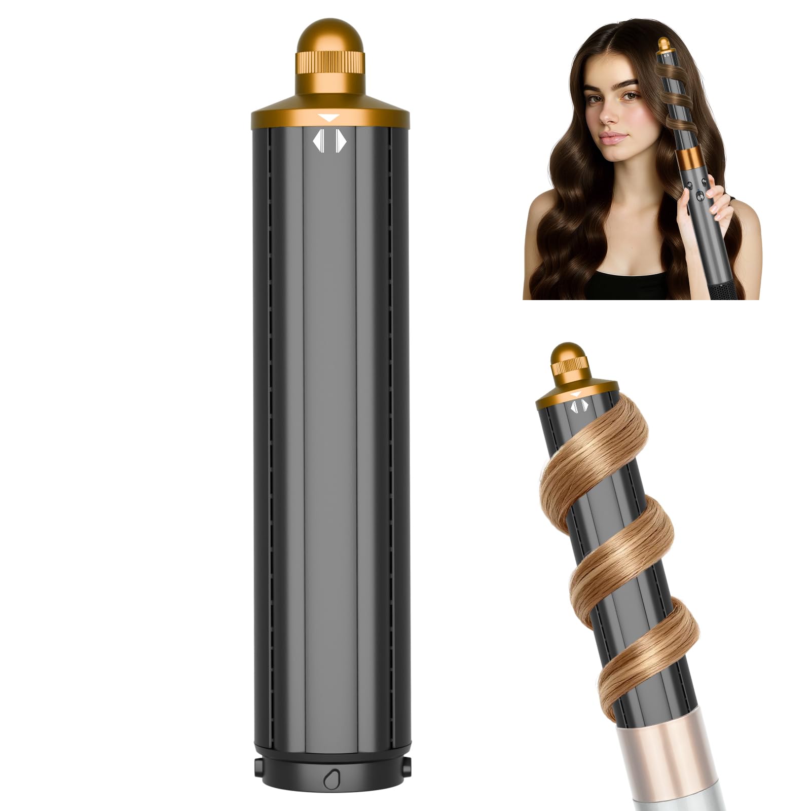 1.6INCH/40MM Long Barrel for Dyson Airwrap Attachment, Long Hair Curling Barrels Roller Attachment Compatible with Air Wrap HS01/05, Automatic Curlers for Loose Curls(Gold)-image-2