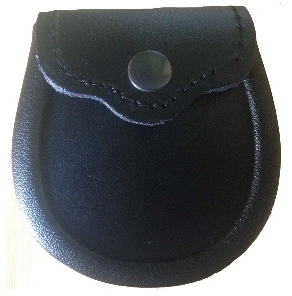 SHYNE KILTS U.K Baby Plain Black Leather Sporran Kilt Sporran & Chain Belt
