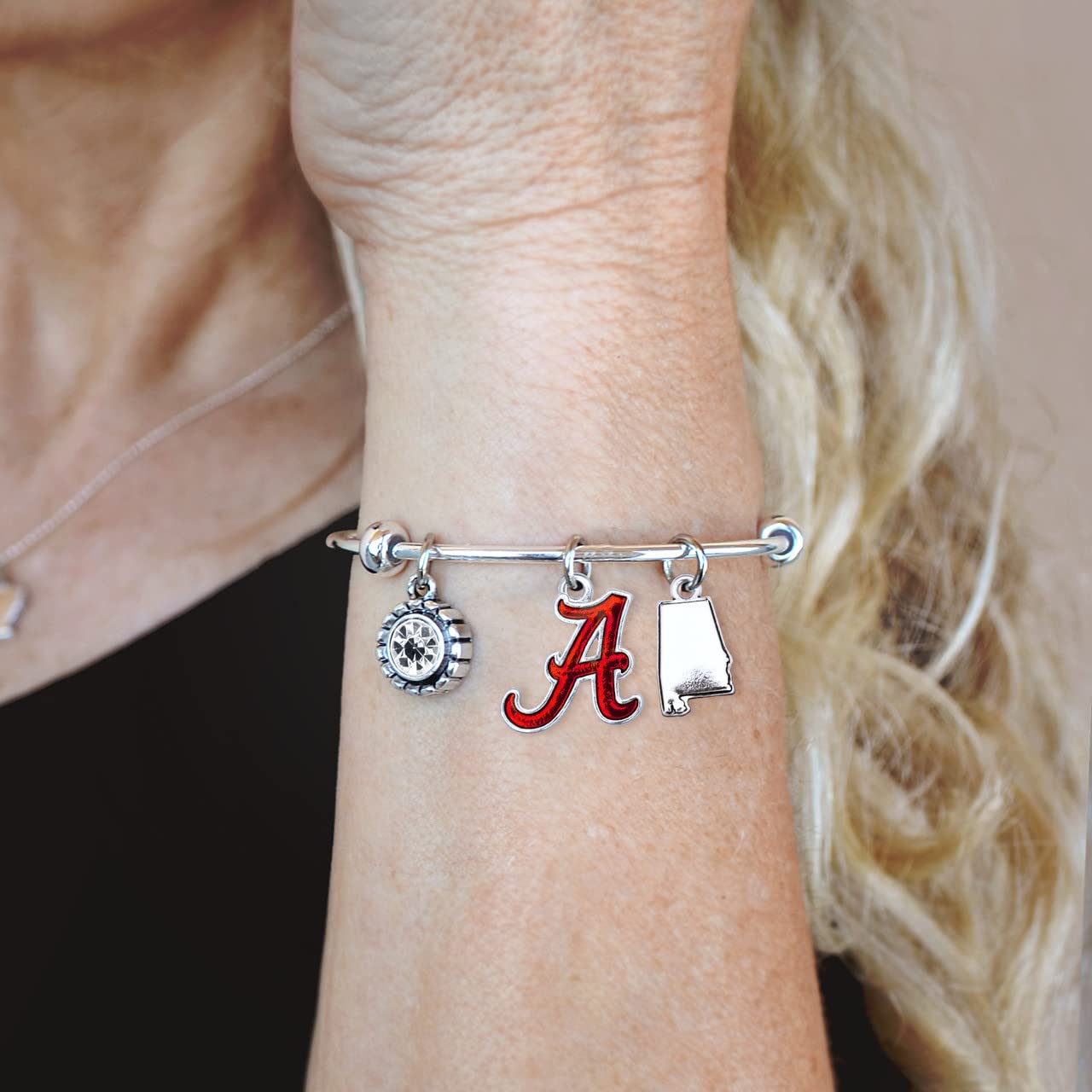 Sports Accessory Store Alabama Crimson Tide Home Sweet Home Silver Crystal Cuff Bracelet Jewelry UA