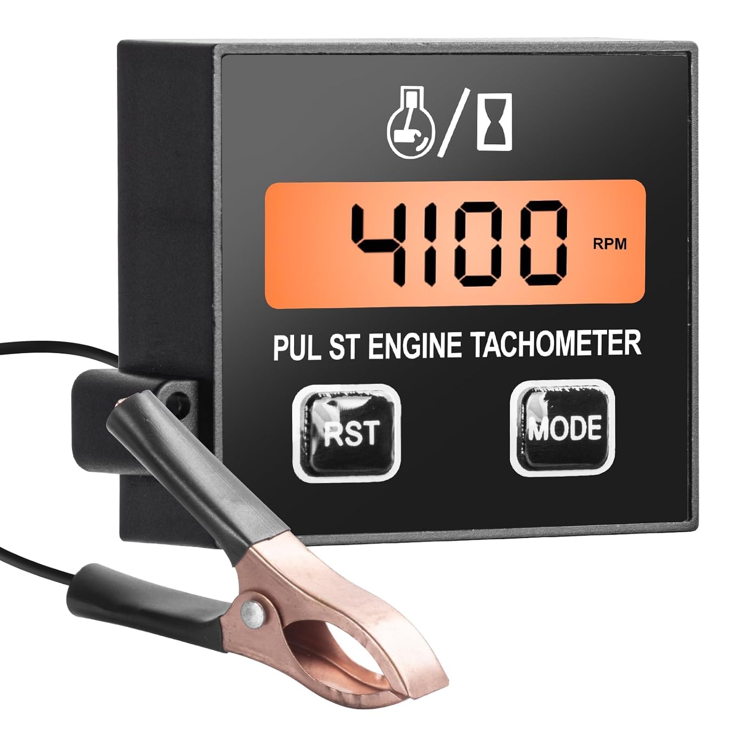 Compte-tours numérique inductif 2/4 temps avec compteur d'heures, tachymètre numérique pour moto, souffleuse à neige, motocross, tondeuse à gazon, générateur, tronçonneuse, orange