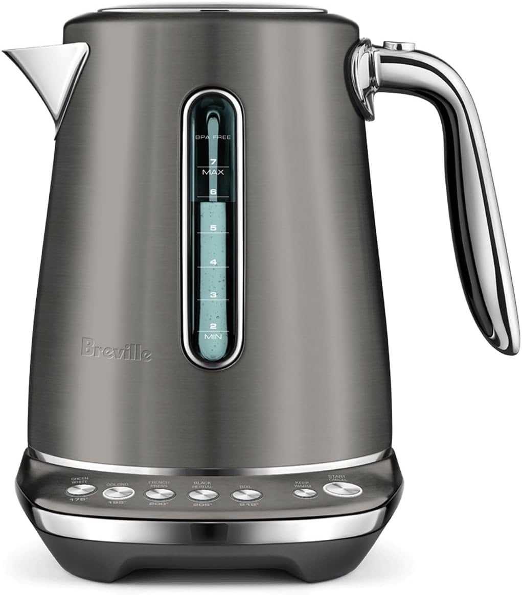 BKE845BST Smart Kettle Luxe Water Heater, Black Stainless Steel | Intelligently heat water for any tea with this stylish, electric kettle designed for precision brewing | 7 cup capacity