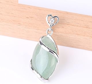 Colgante Clásico En Forma De Ojo De Caballo, Péndulo De Piedra Natural, Colgantes De Color Plateado Para Collares, Joyería De Moda Para Hombres Y Mujeres,Aventurina Verde