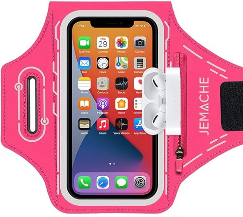 Brazalete para iPhone 16 15 Pro Max & Plus, JEMACHE Gym Workouts Running Phone Arm Band para iPhone 16 15 14 13 12 11 Pro MaxPlus con soporte para