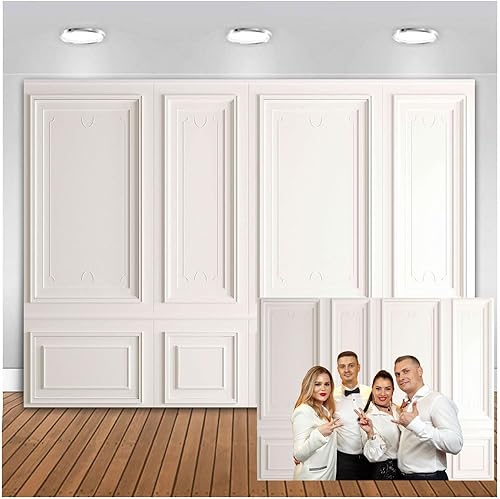 TAY1383 TAY1383 - Fondo de fotografía de pared blanco clásico de madera gris de 10 x 8 pies para decoración de pared de negocios, oficina, sala de