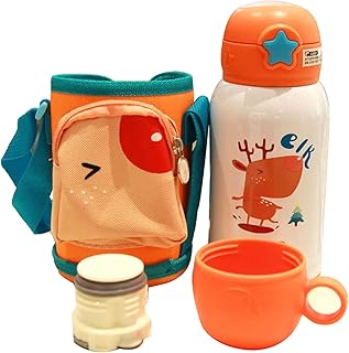 Nenka Bouteille Isotherme Thermos Bébé Gourde Isotherme en Acier Inoxydable 500ml Enfant Reutilisable avec Housse pour Maintien Chaud