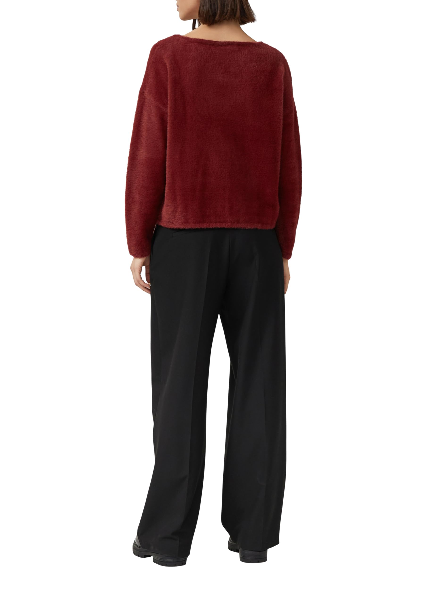s.Oliver Flauschiger Relaxed-Fit-Pullover mit U-Boot-Ausschnitt