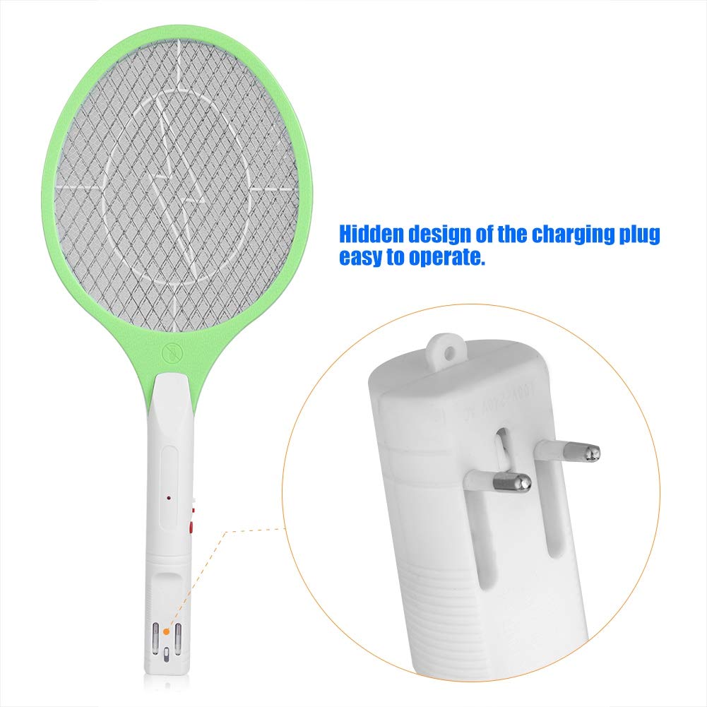 Tueur de Raquette d'insecte d'insectes d'insecte de tapette Rechargeable de tapette de Moustique électrique de Moustique pour la Maison/Bureau(Green)