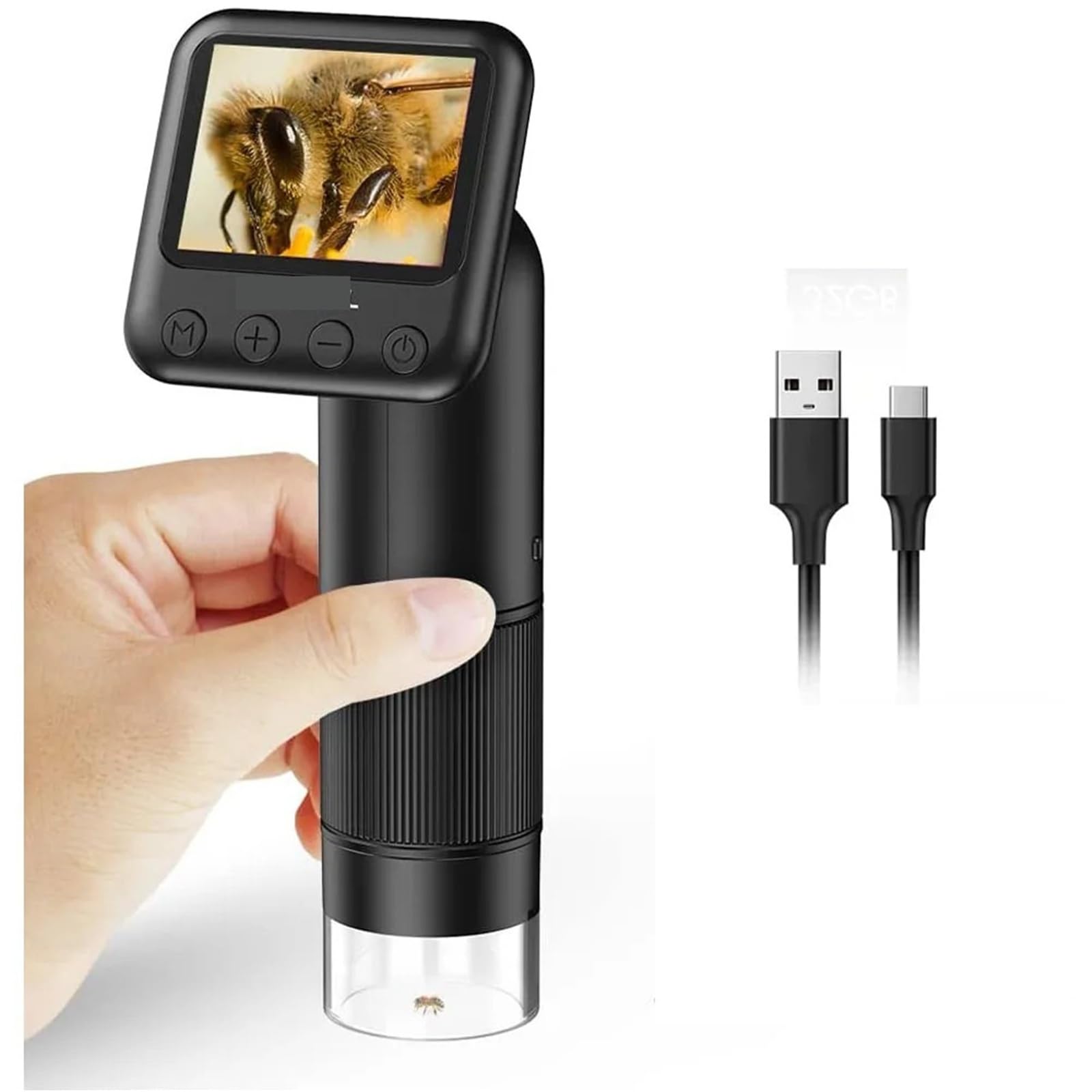 Microscopio Estereoscópico, Microscopio digital portátil HD 800X con pantalla LCD de 2", microscopio bolsillo, USB for laboratorio, equipo