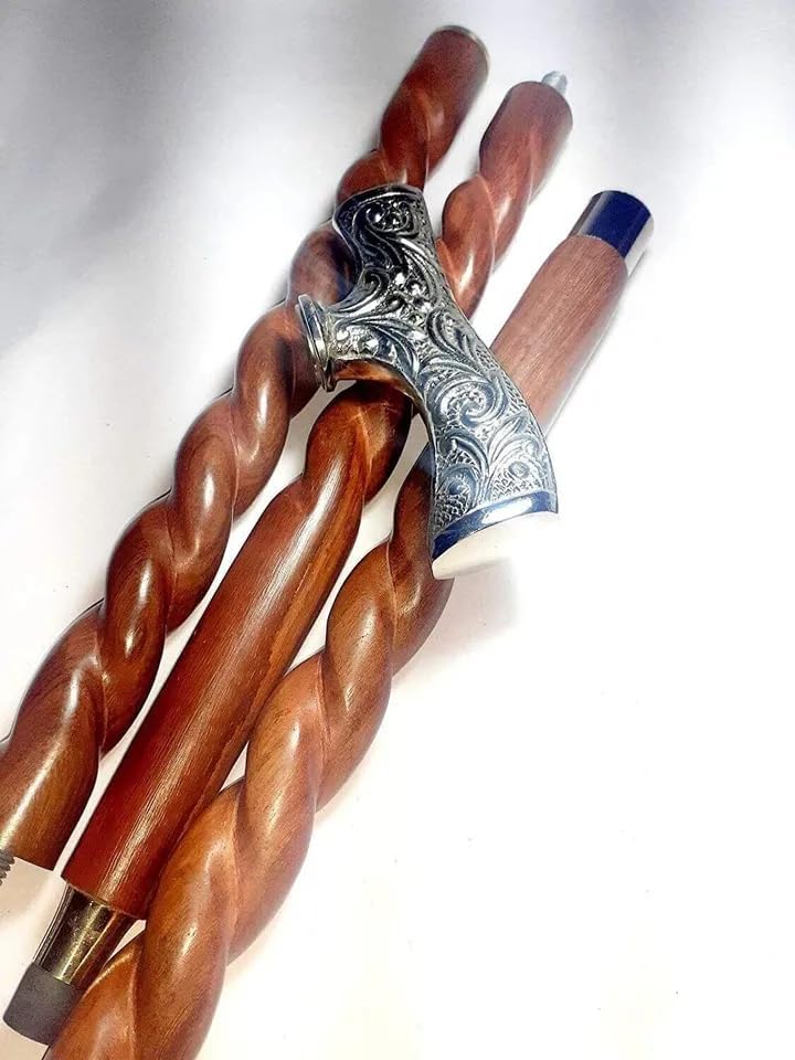 Canne en bois sculpté à offrir comme cadeau d'anniversaire ou de retraite