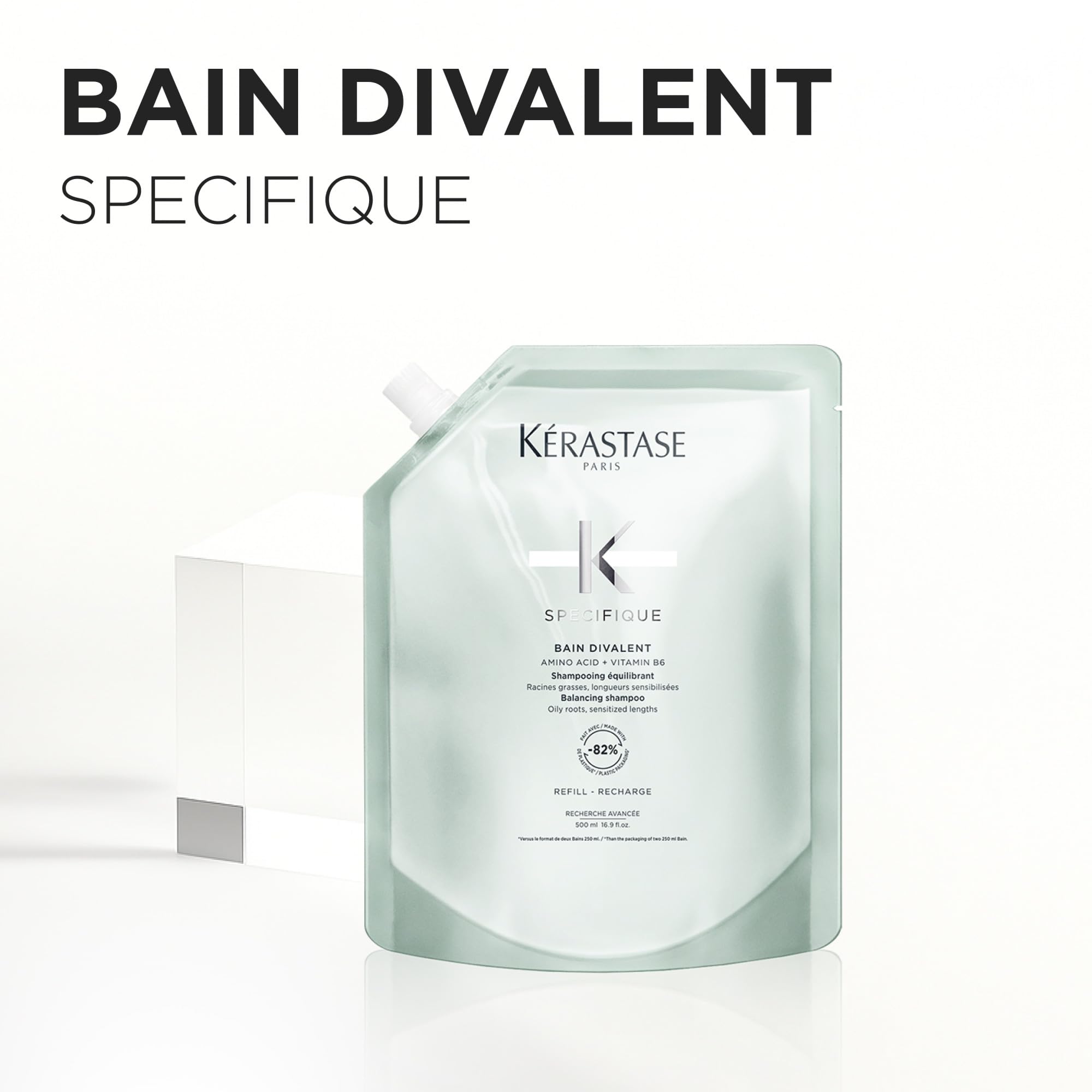Kérastase, Spécifique, Ricarica Shampoo Riequilibrante, Per Radici Grasse & Capelli Sensibilizzati, Cuoio Capelluto Purificato, Con Amminoacidi e Vitamina B6, Bain Divalent, 500 ml