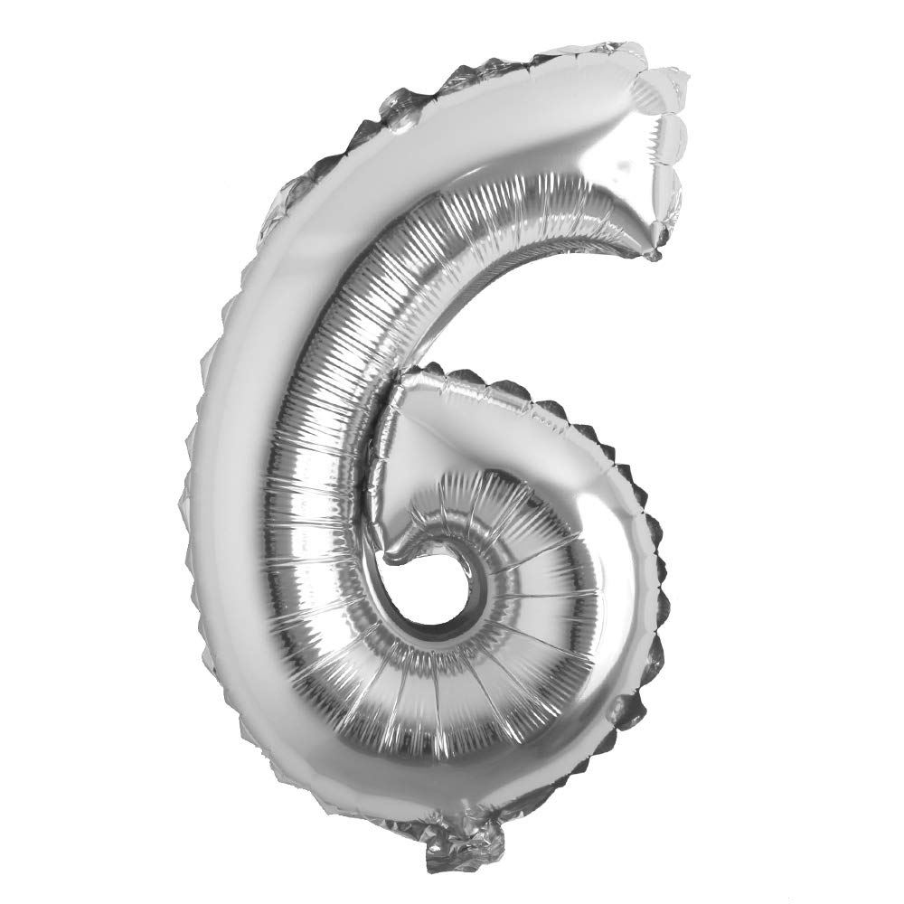 16" inch Single Silver Alphabet Letter number Balloons Aluminum Hanging Foil Film Balloon Wedding Birthday party decoration banner Air Mylar Balloons (16 inch Silver 6)
