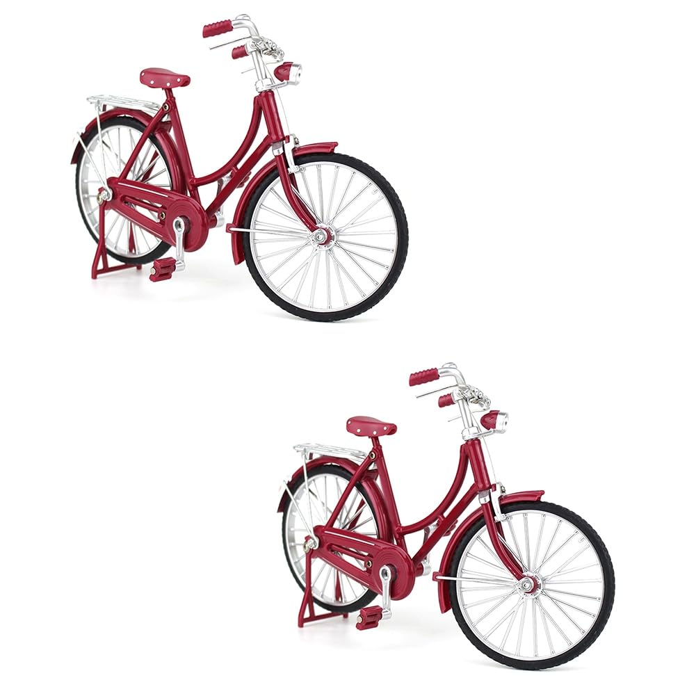 CTRLZS 2Piece Metal Bike Model Vintage Bicycle Decor Figurines Iron Art Bike Decorative Classic Bike Sculpture Bicycle Art Ornaments