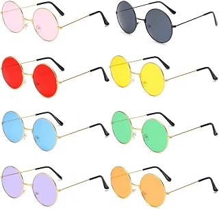 BOZILY 8PCS Hippy Specs Sunglasses Round Hippie Retro Sungla
