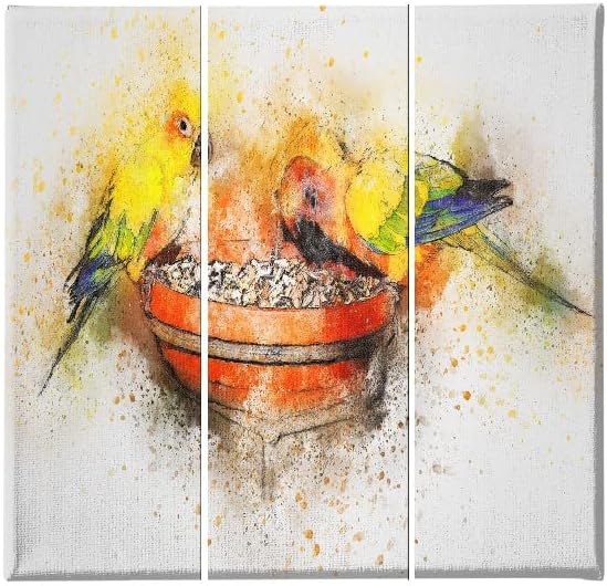 Homemania HM203PKNV-127 Parrot Chalkboard, 3 Pieces, Animals, Living Room, Bedroom, Multicoloured, Polyester, Wood, 69 x 3 x 50 cm