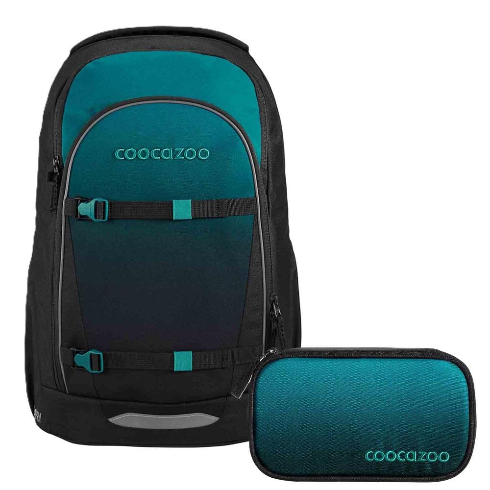 Coocazoo Every Schulrucksack Set 2tlg. inkl. Schlamperbox (Teal Shadows)