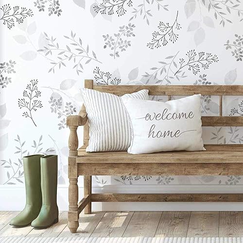 Miniatura 3 de Kit de patrón de pared de hojas de acuarela, plantillas florales para paredes, plantilla reutilizable para pintar paredes y pisos, prueba la