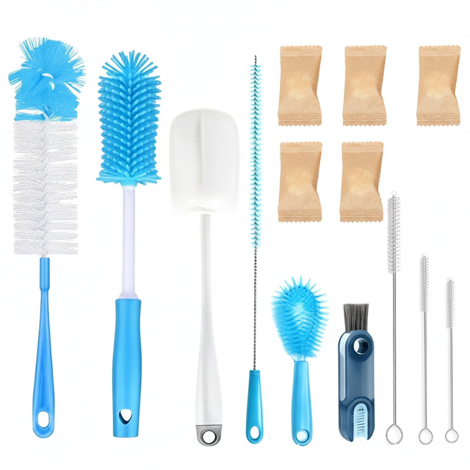 Küchenbürsten Set, 9-teilig aus PP-Kunststoff für Flaschen, Gläser und Spüle (Set of 9)