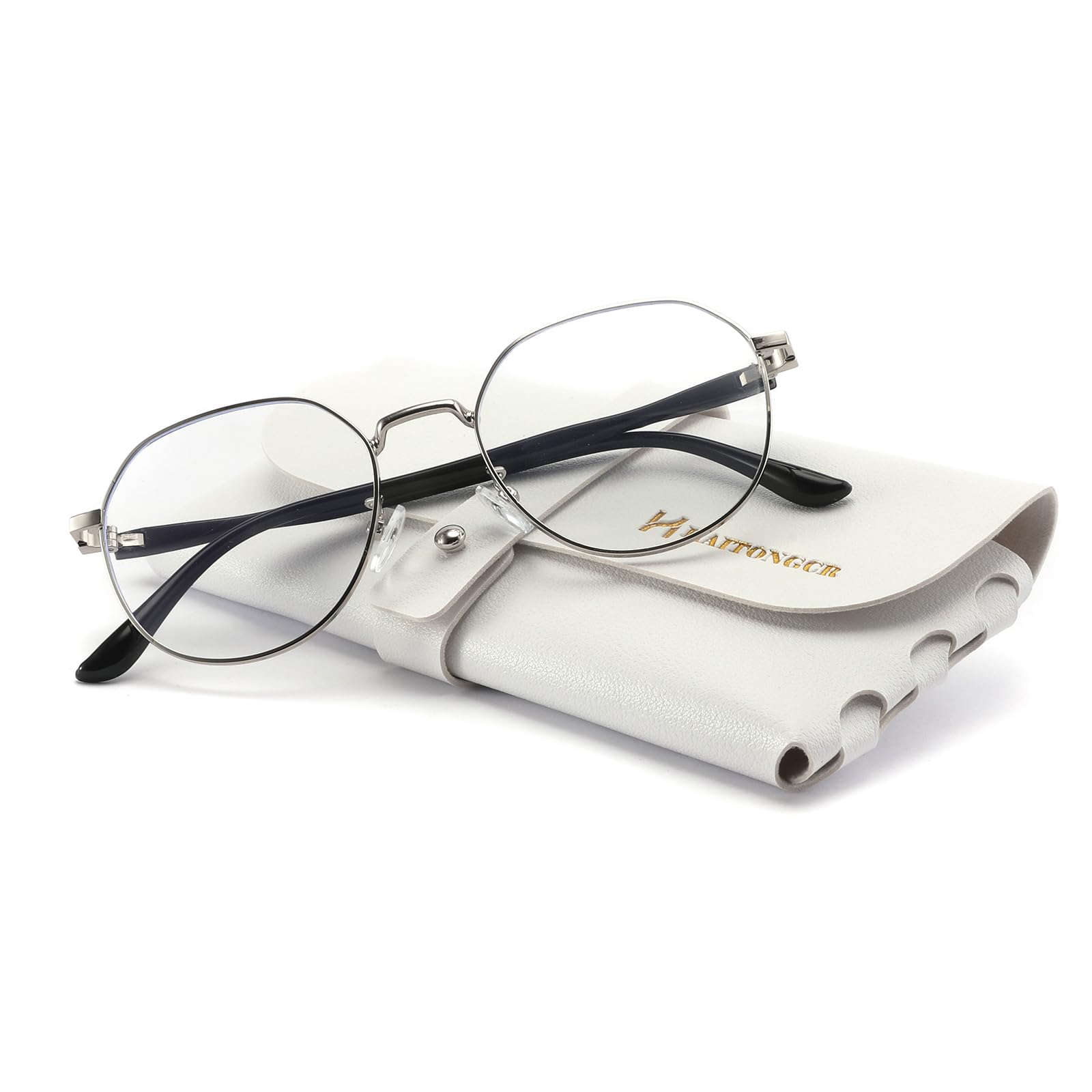 HAITONGCR Reading Blue Light Blocking Glasses Gold Sliver R1120