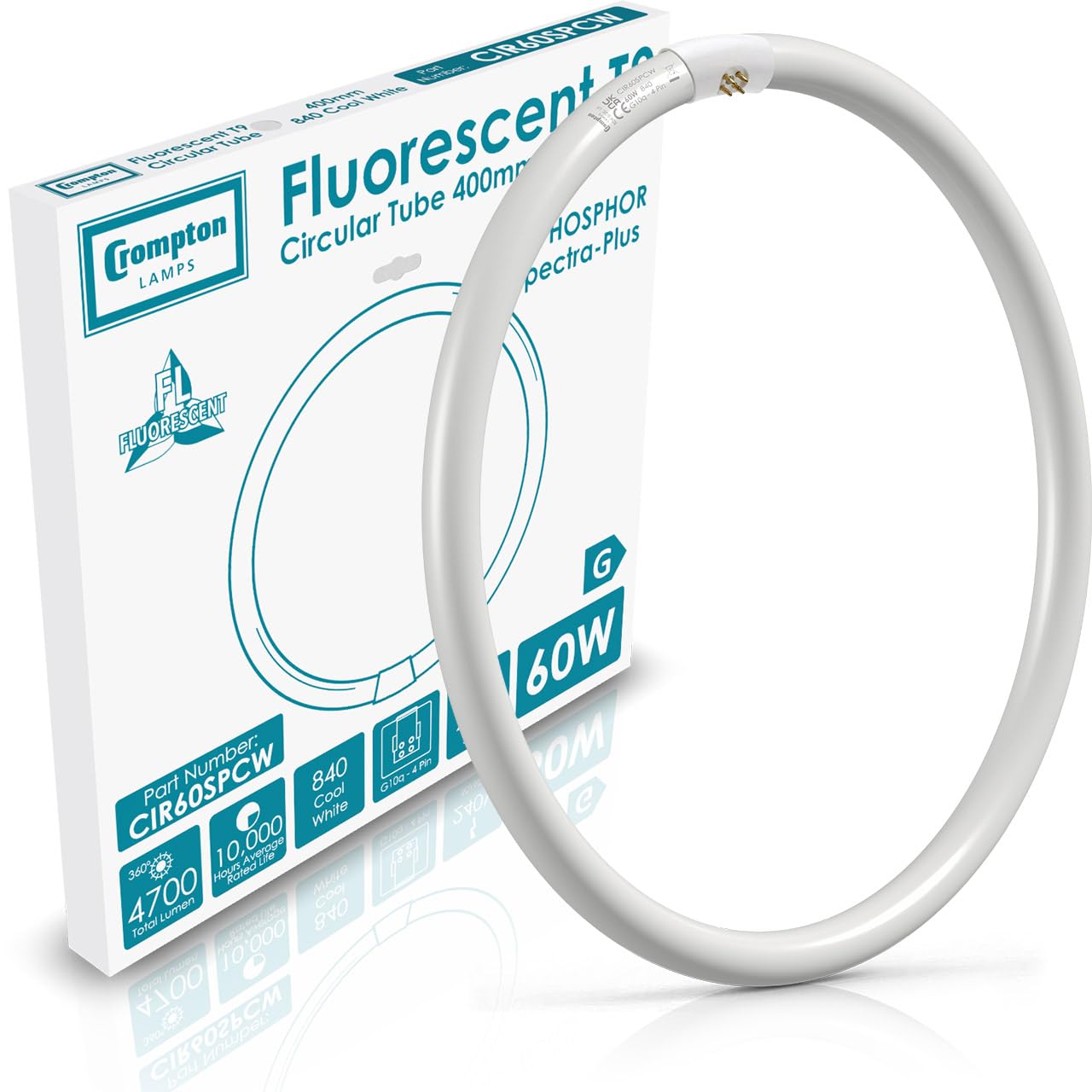 Crompton Lighting White G10q (4 Pin) Circular Fluorescent Tube, 60W 400Mm Cw