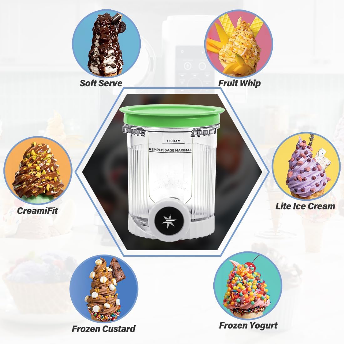 4 Pièces Pot Ninja Creamy Swirl,Couvercles Étanches,Compatible Ninja Creami Pot NC701EU NC700,Pot Ninja Creamy Deluxe,Sans BPA,Lavable Lave-vaisselle,Ninja Swirl by Creamy Set
