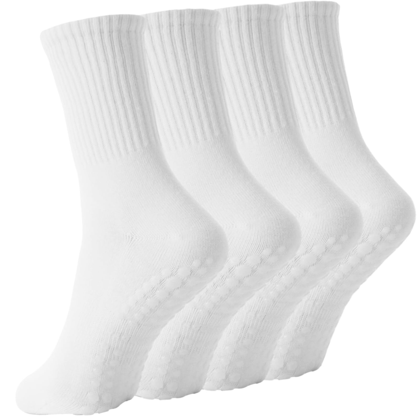 Yikki 4 Paar Pilates Socken Damen, Rutschfeste weiche Reformer-Yoga Socken für Tanz, Fitness, Fitnessstudio, Ballett, Trampolin, Heim- und Krankenhaus, Einheitsgröße