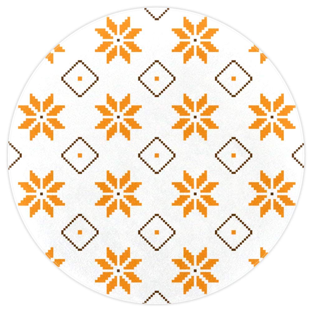 Tapis rond 160cm motif feuille d'érable en polyester doux multicolore