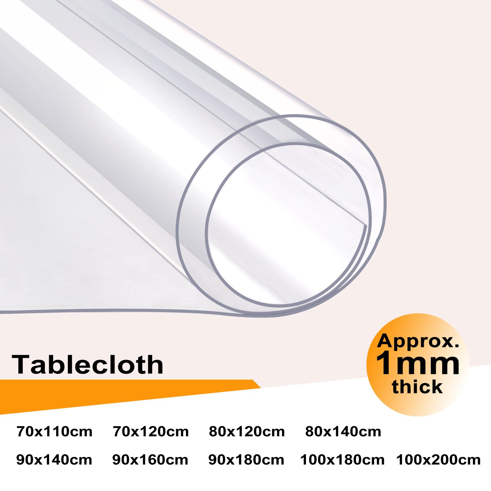WOLTU Tischfolie 1 mm aus PVC Glasklar Hochglanz Tischdecke Transparent Wasserdicht Abwaschbar Tischschutz Folie für Tisch Rechteckig 100x200cm