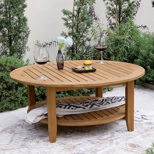 Cambridge Casual Arie Teak Patio Coffee Table 40-Inch Natural Teak 100% Indonesian Teak Wood