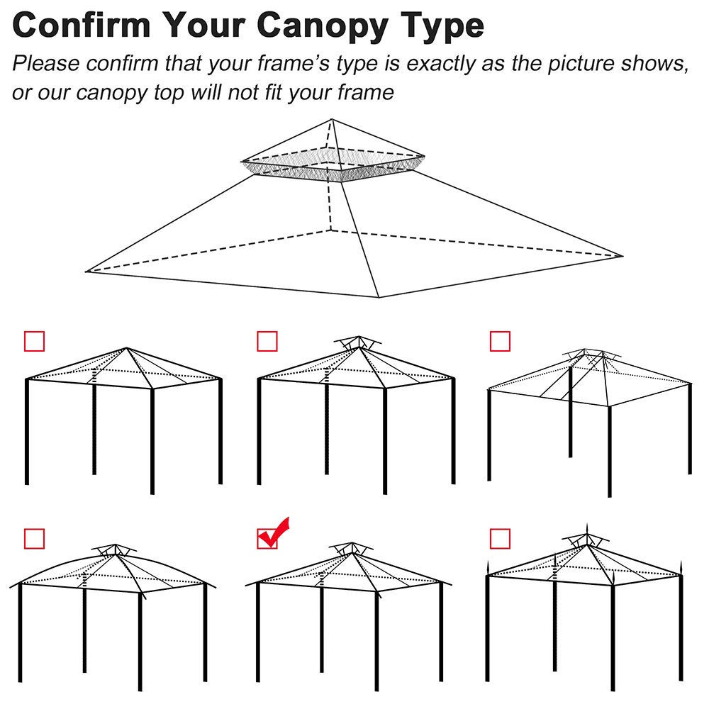 10.6x10.6 Outdoor Waterproof Gazebo Canopy Top Replacement 2