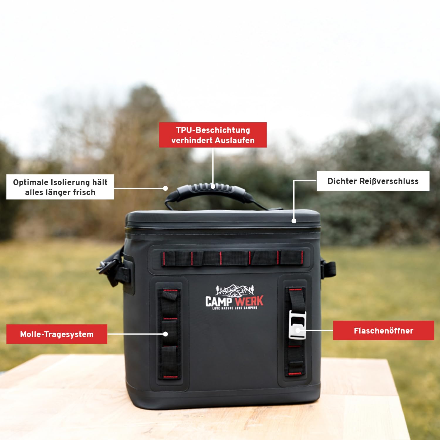 CAMPWERK 25L Kühltasche – Wasserdicht, isoliert & robust – Perfekt für Camping, Outdoor & Picknick