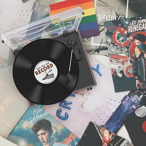 Miniatura 8 de Tocadiscos inalámbrico portátil LP, fonógrafo con altavoces estéreo integrados, 3 velocidades, tocadiscos para discos de vinilo con transmisión por