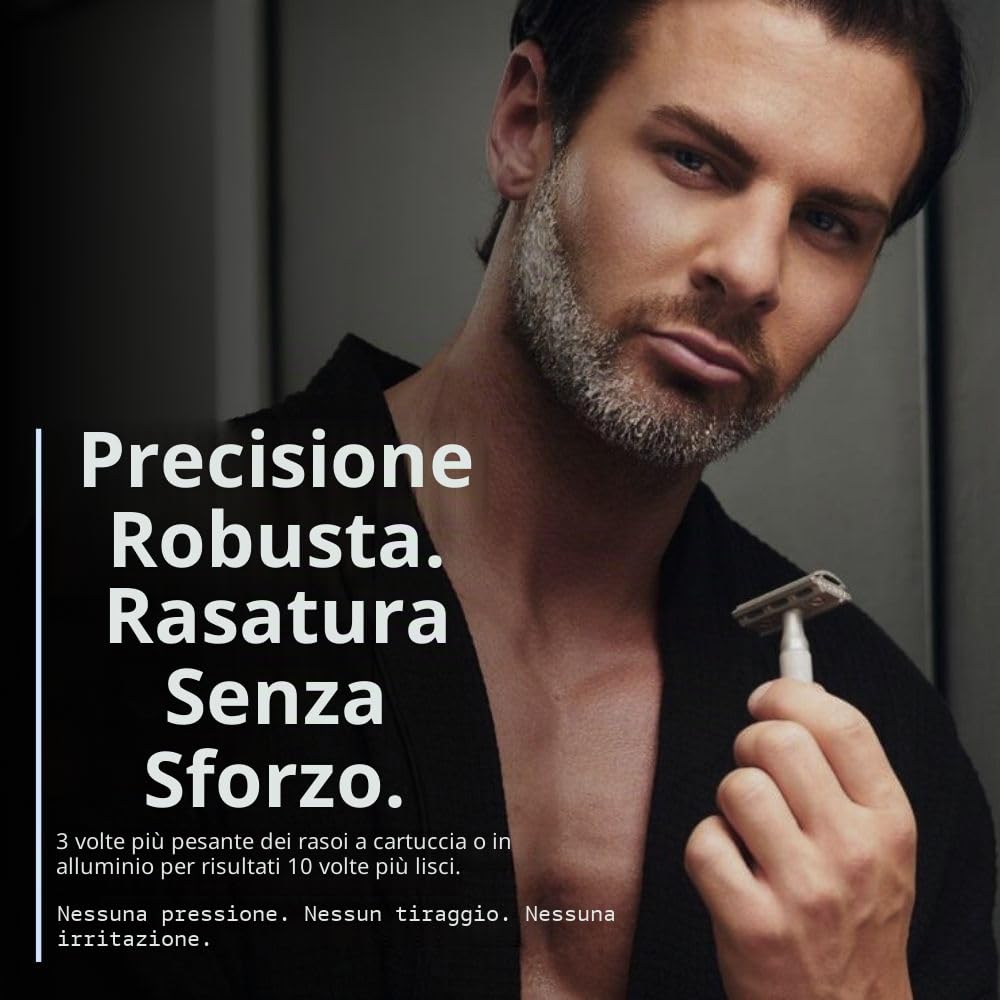 Rockwell Razors Rasoio di sicurezza regolabile a doppio bordo in acciaio inox 6S + 5 lame svedesi in acciaio inox