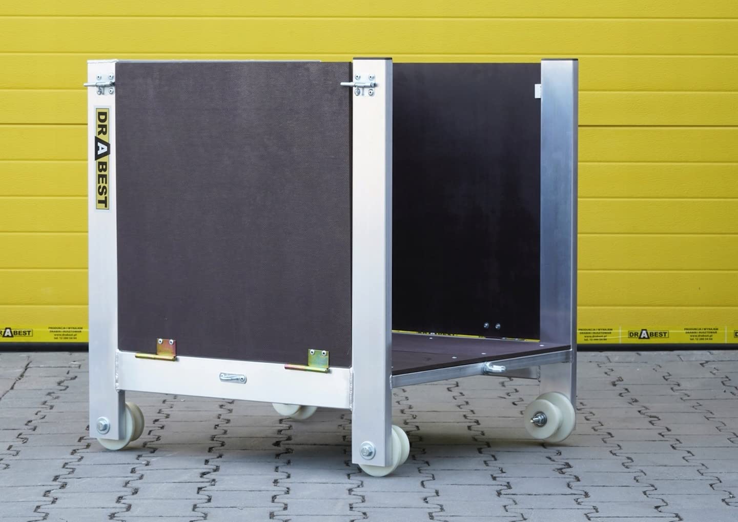 DRABEST Escalera para tejados - Cabrestante de Escalera telescópico Ligero de Aluminio - Cabrestante Estable para Trabajos en Altura - Escalera Extensible - Carro de Transporte - Capacidad de 125 kg